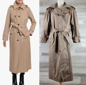 Vintage Brem Rainwear Wool Lined Belted Long Trench Coat Women's Size 12P